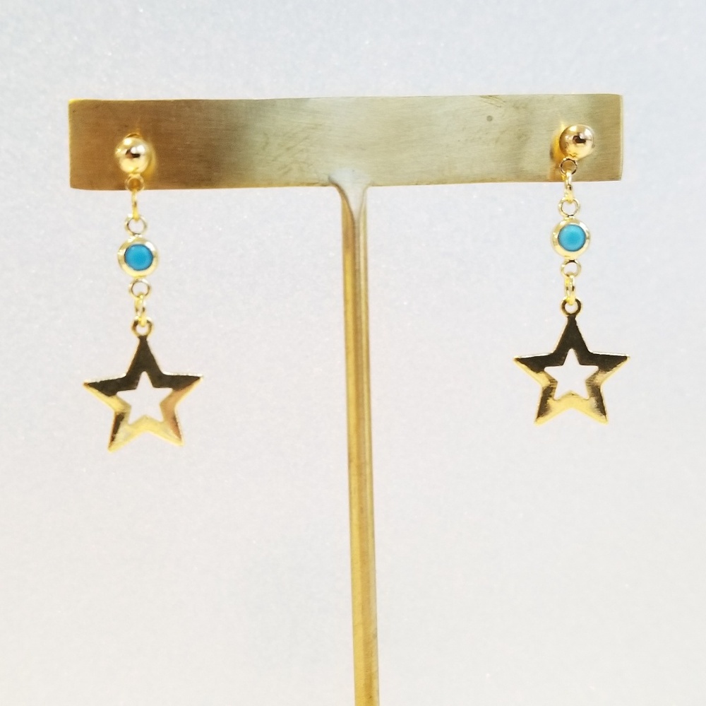 Star charm turquoise stone earrings